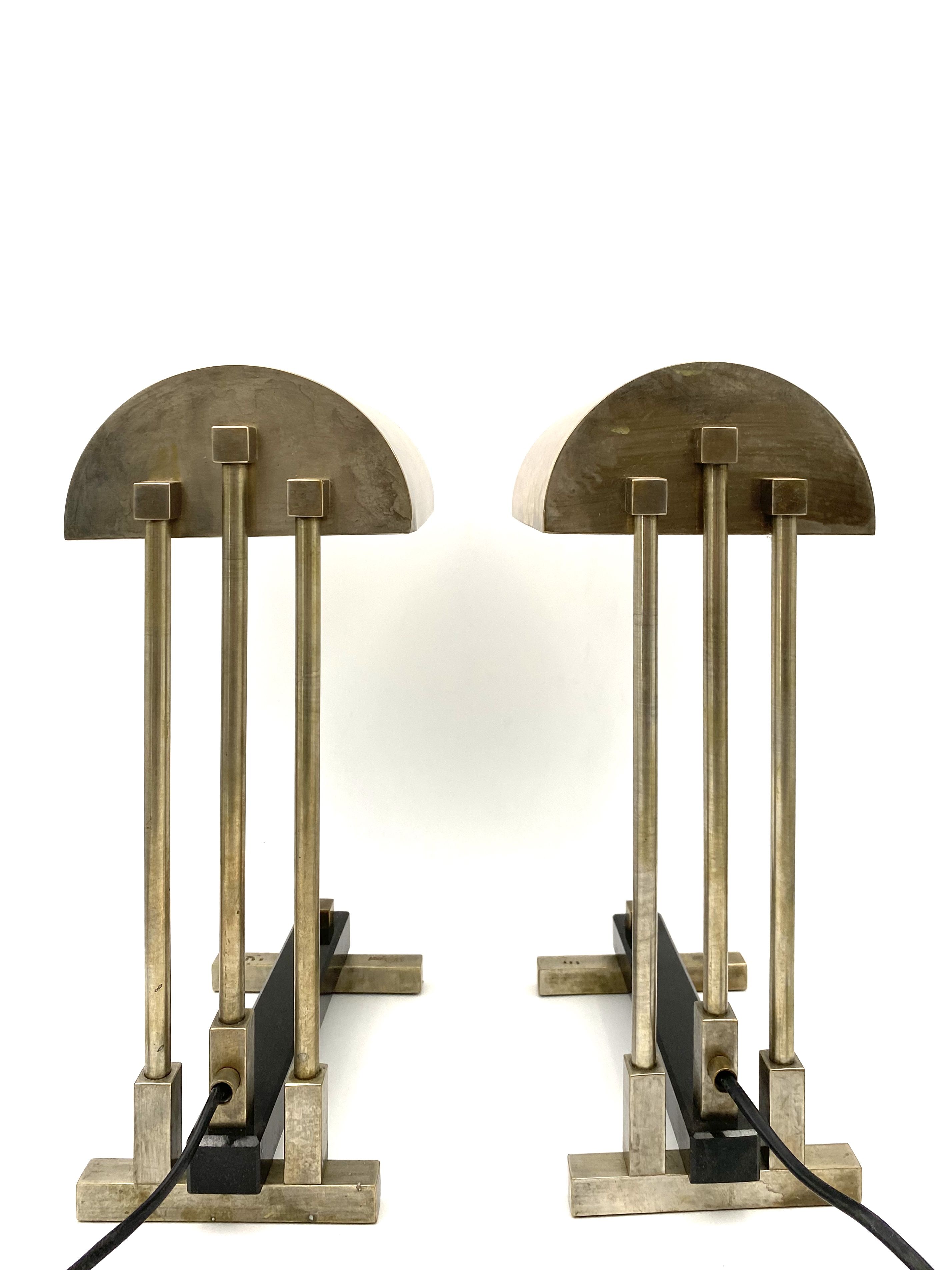 Diamant Art Studio Pair of Bauhaus cubist shaped Lamps. Marked 'New York 1938' & Numbered