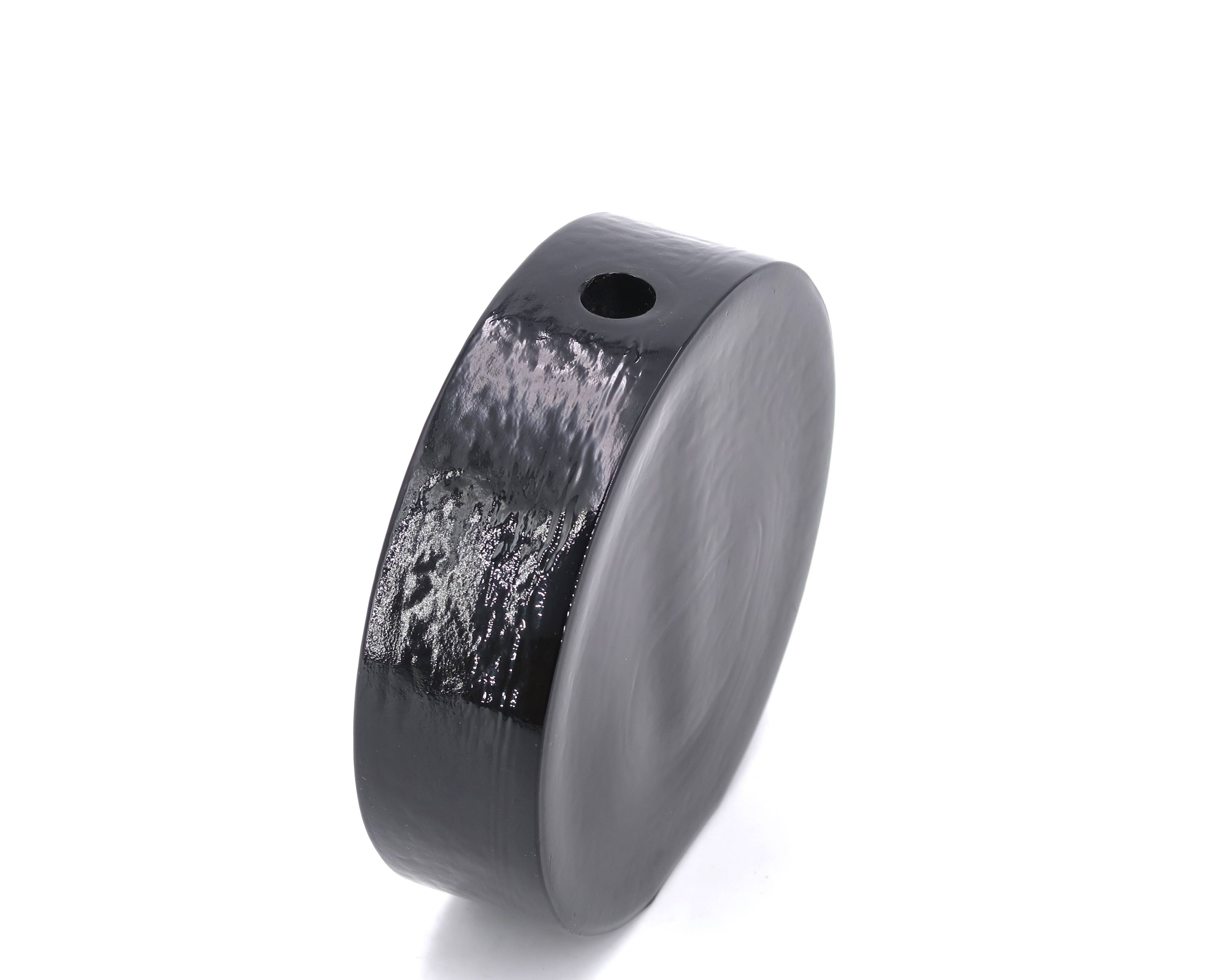 Minimalist black glass soliflore vase, 1970s