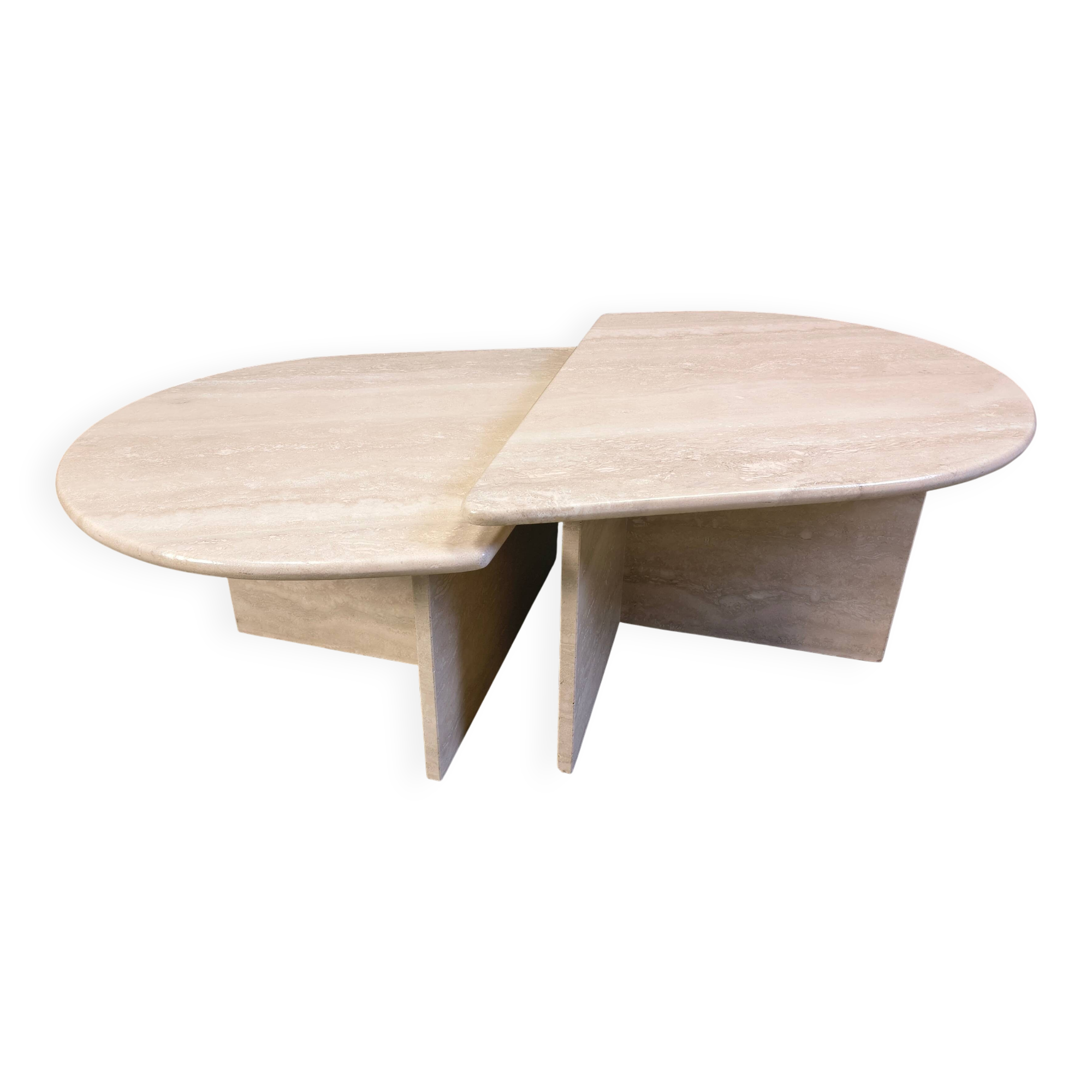 Pair of vintage travertine coffee tables or side tables, 1970s