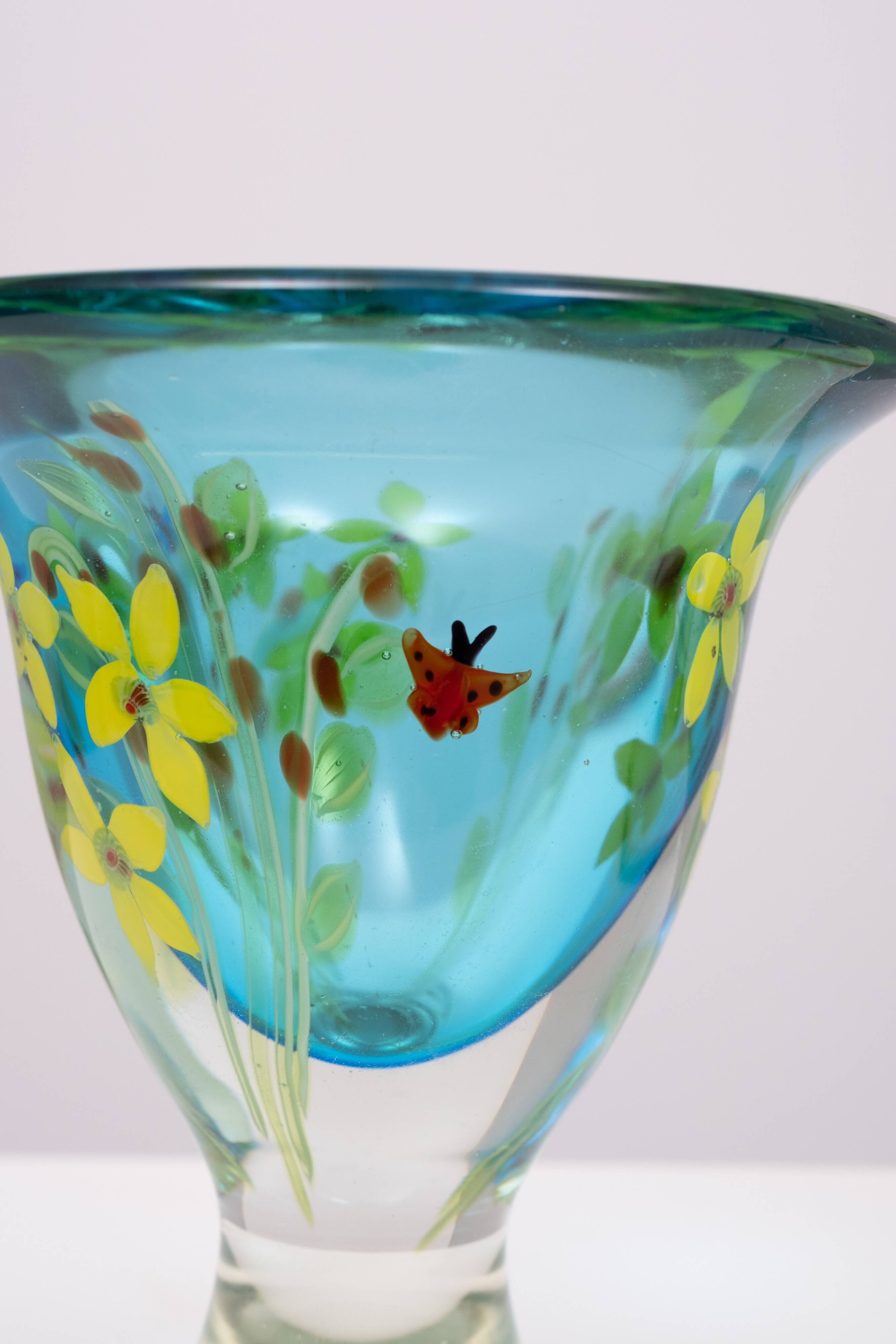 Berit Johansson Art Glass Vase by Murano 1970s Sweden