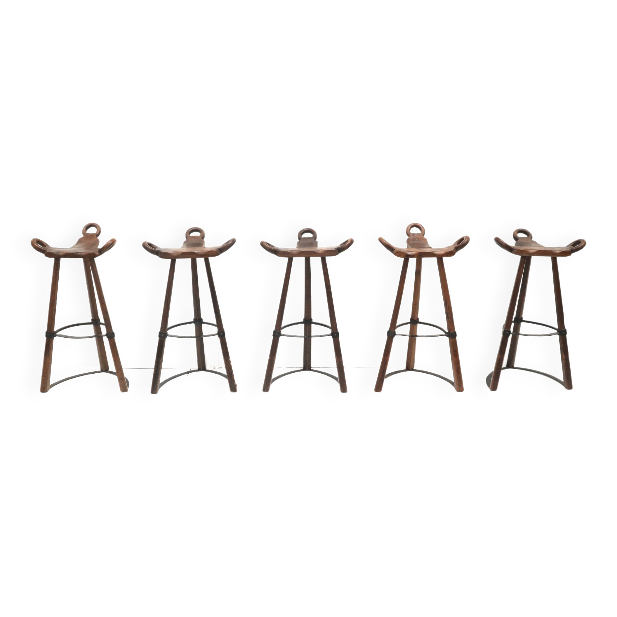 5x Vintage Spanish Brutalist 'Marbella' stool by Confonorm from the 70s