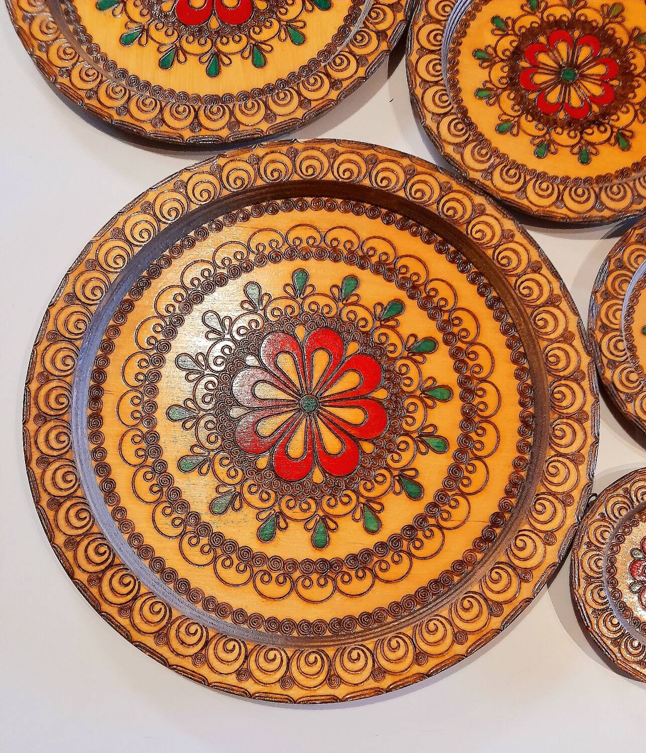 Carved wooden trays