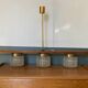 Vintage teak, brass and glass chandelier
