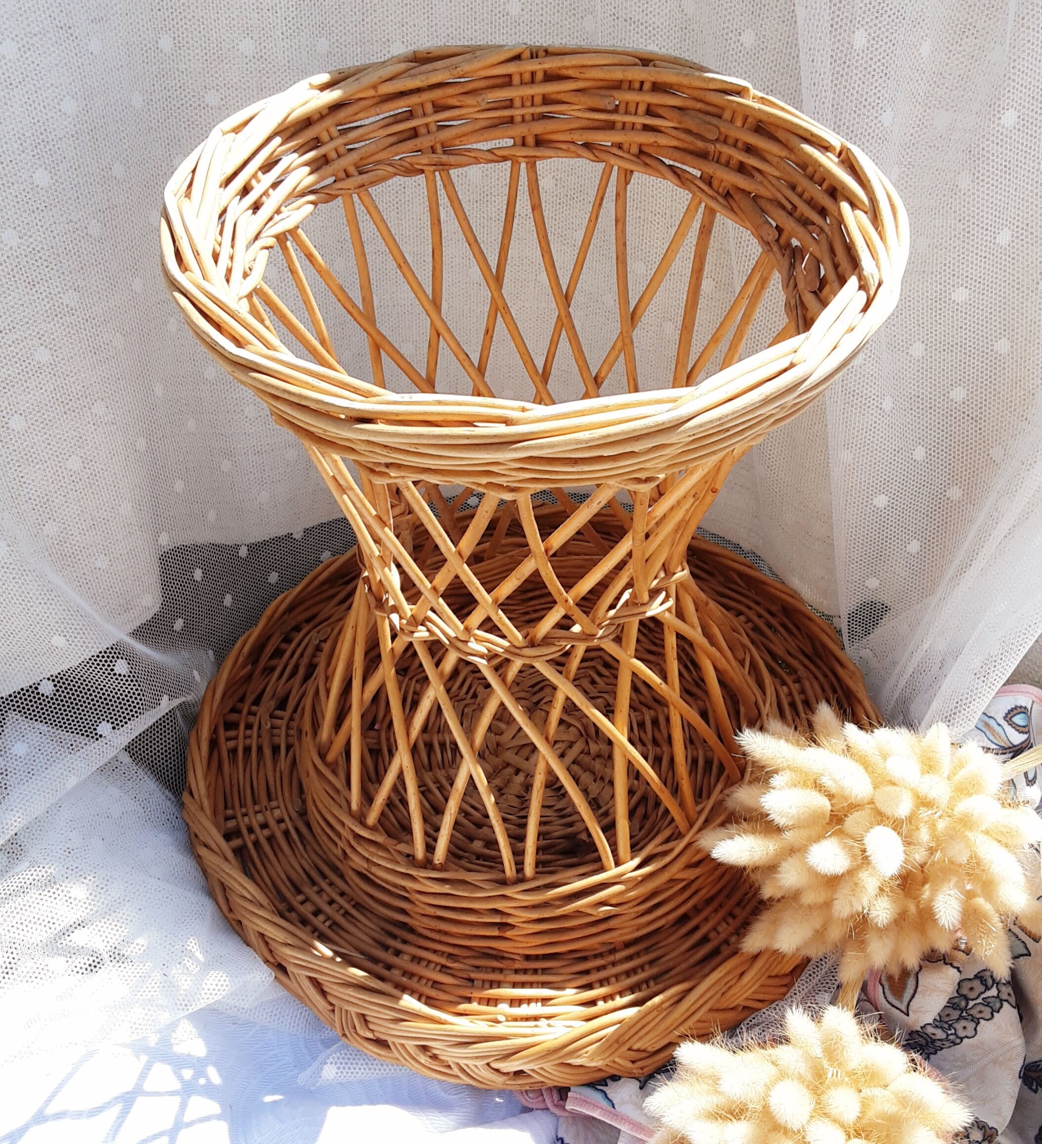 Vintage rattan round table