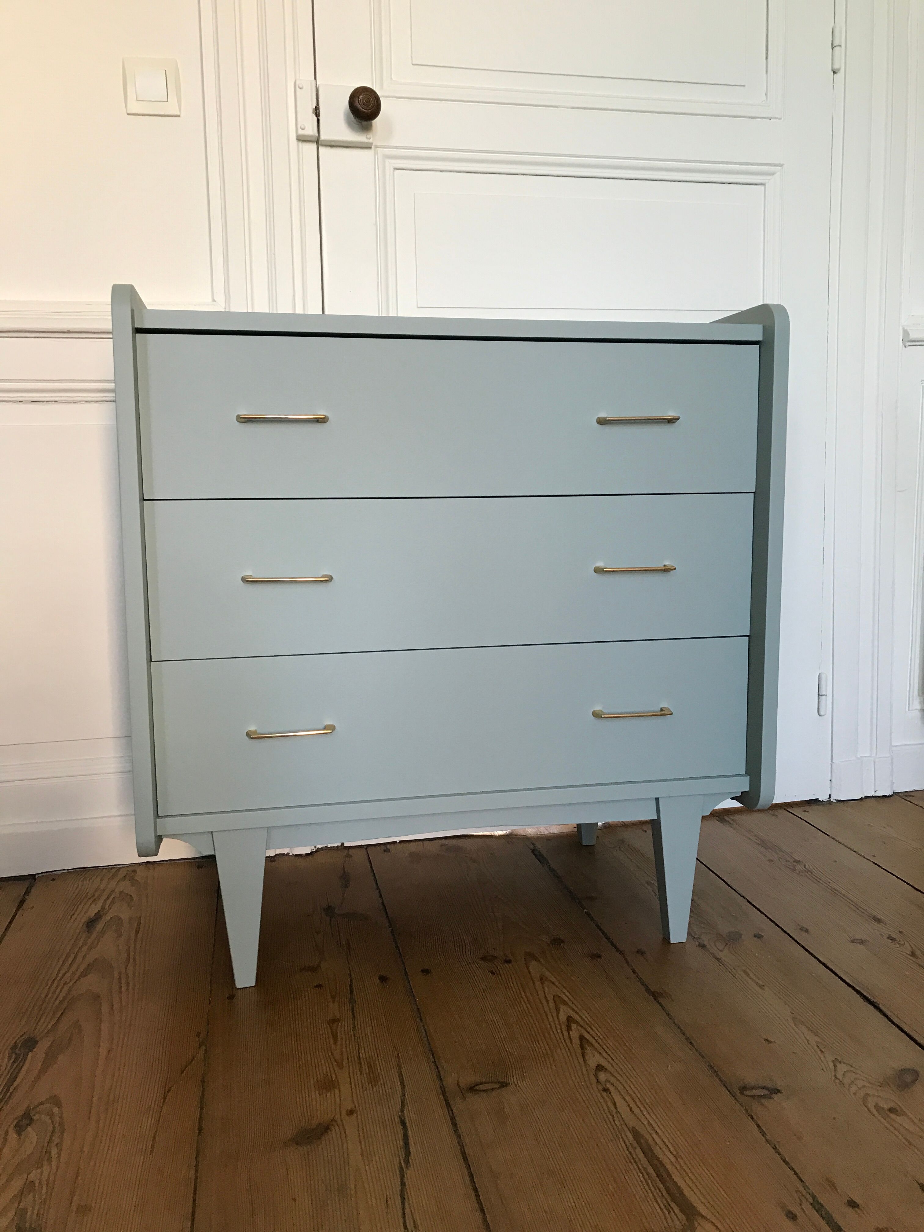 Commode 3 tiroirs vert amande