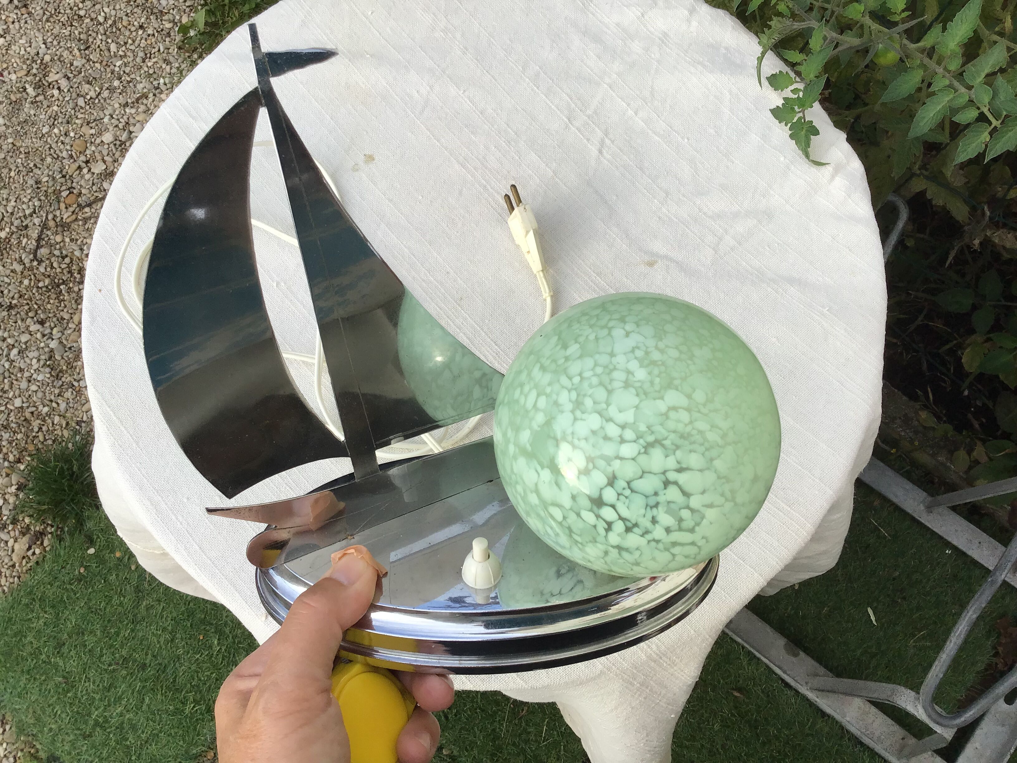 Table lamp sailboat ball clichy