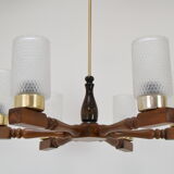 Mid-century wood chandelier  by Inva Litomerice,1970's