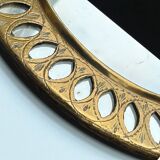 Round Moroccan mirror in openwork chiseled brass - vintage mirror 32 cm