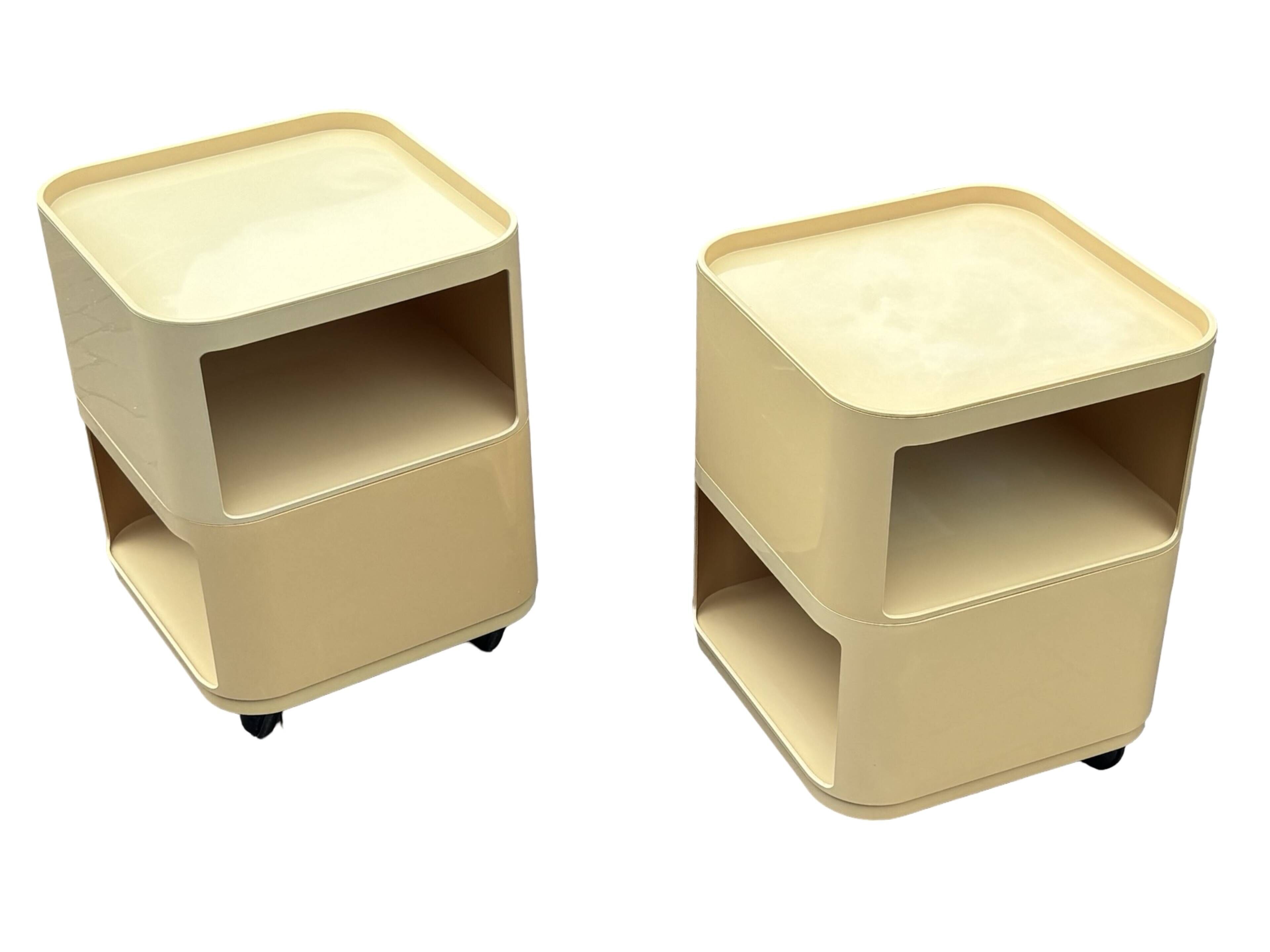 Ensemble vintage de deux chariots Kartell Componibili 4970 par Anna Castelli