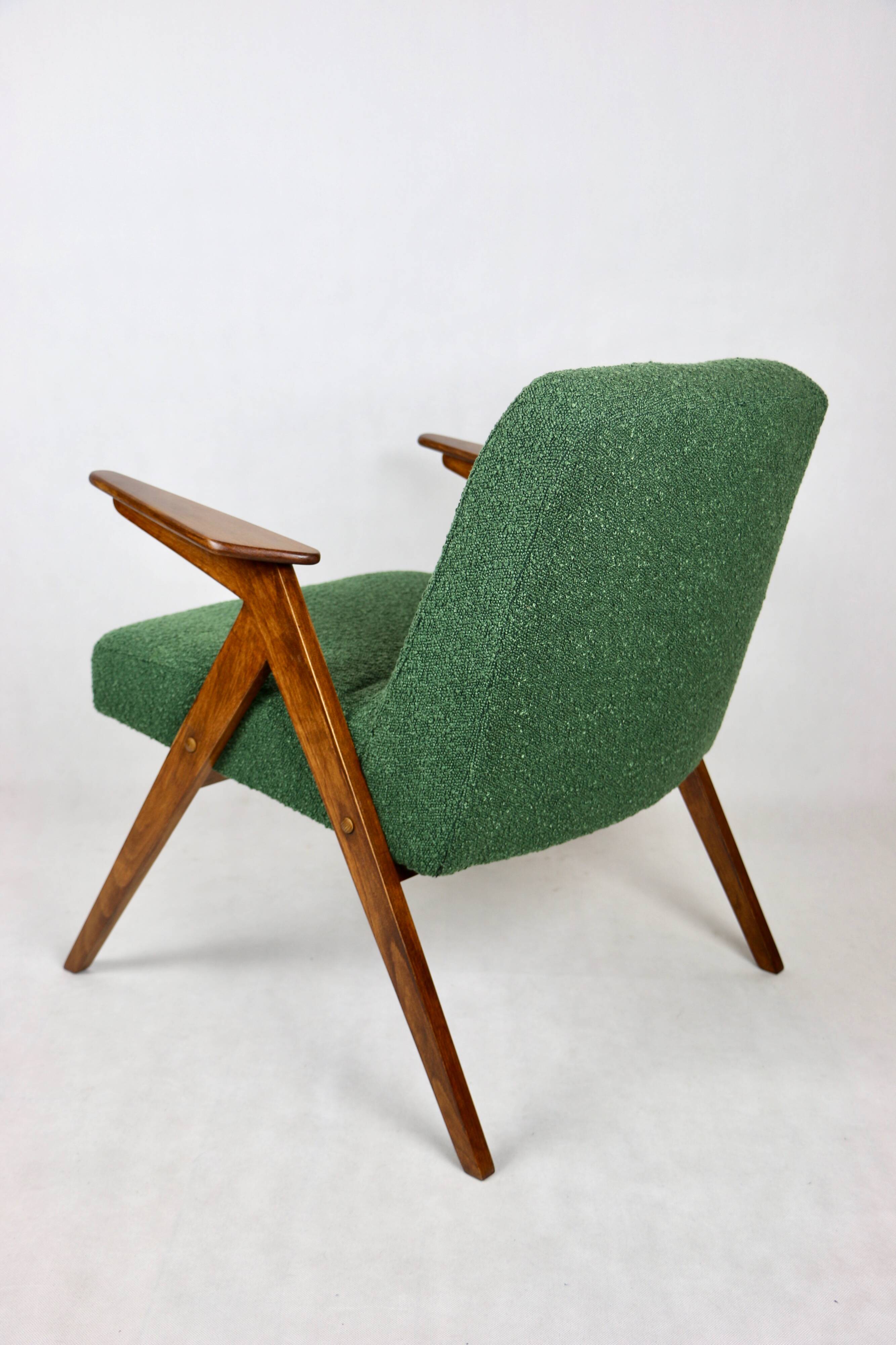 Green Boucle Bunny Armchair by Józef Chierowski, 1970s