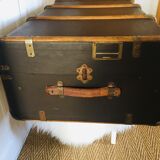 Wooden and leather suitcase