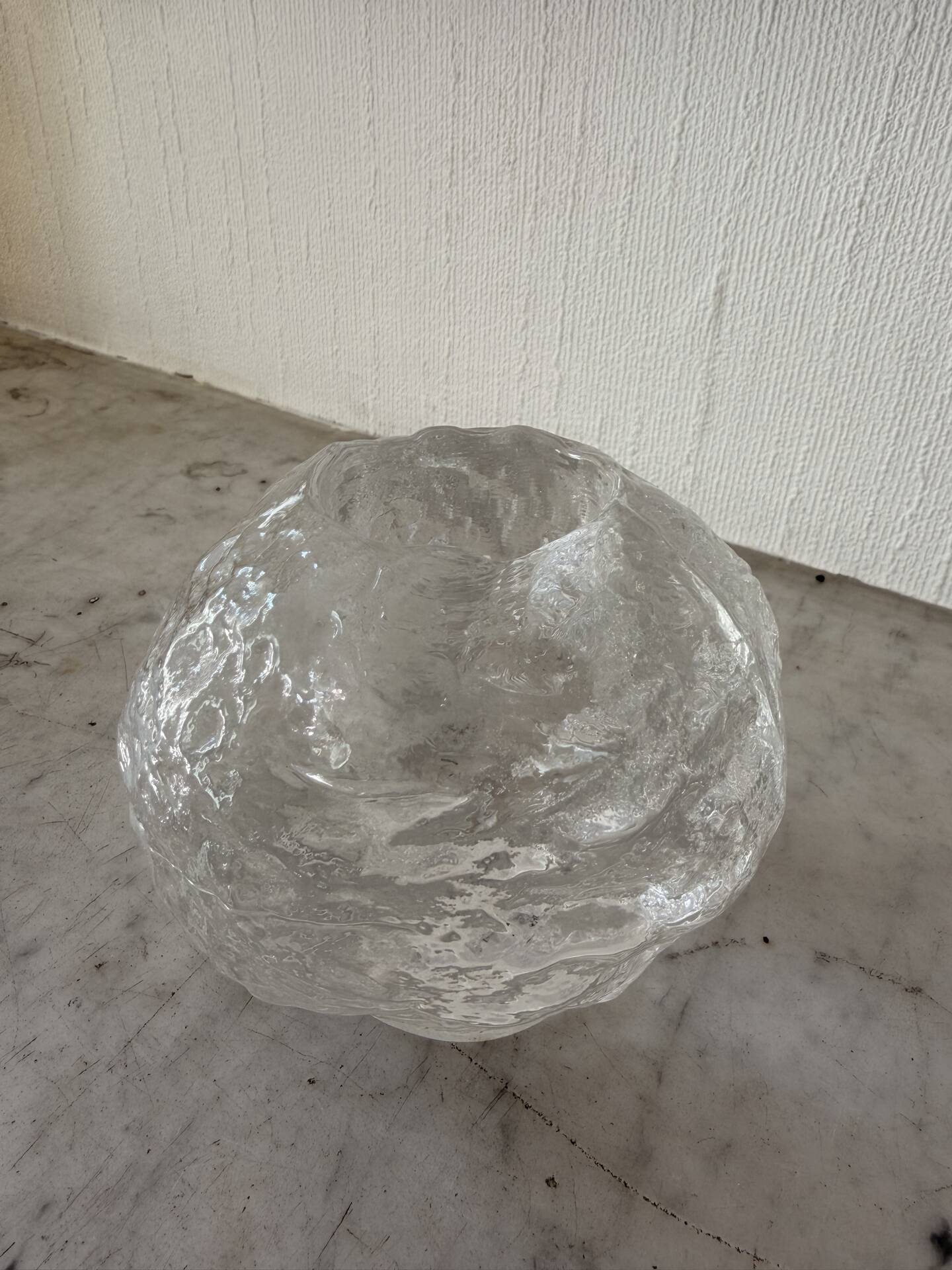 Kosta Boda Scandinavian Art Glass Tealight Holder / Ice Glass Candle H