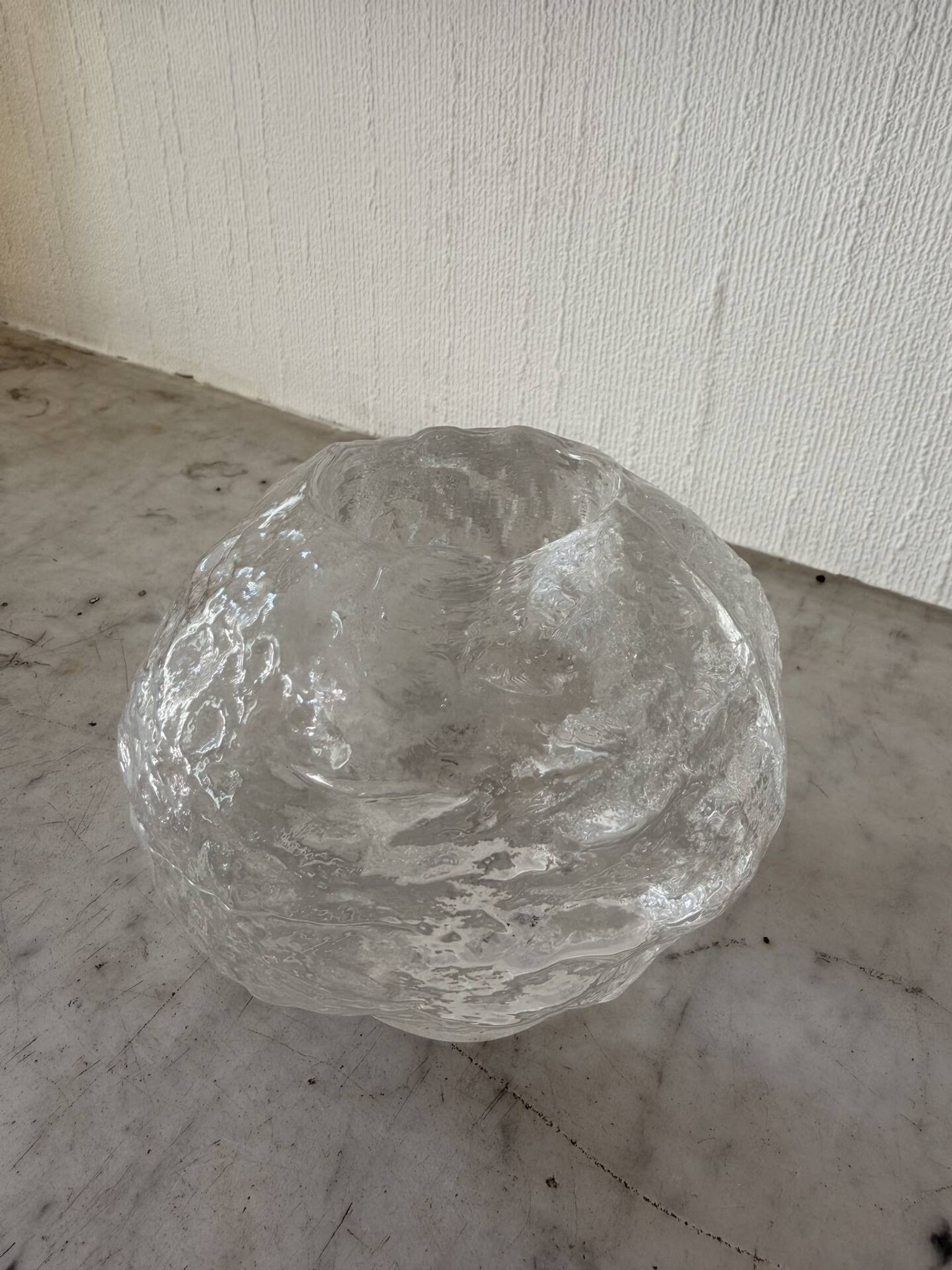 Kosta Boda Scandinavian Art Glass Tealight Holder / Ice Glass Candle H