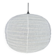 Grande suspension en rotin et lin naturel japonisante ronde aplatie (Labu) H57 D80