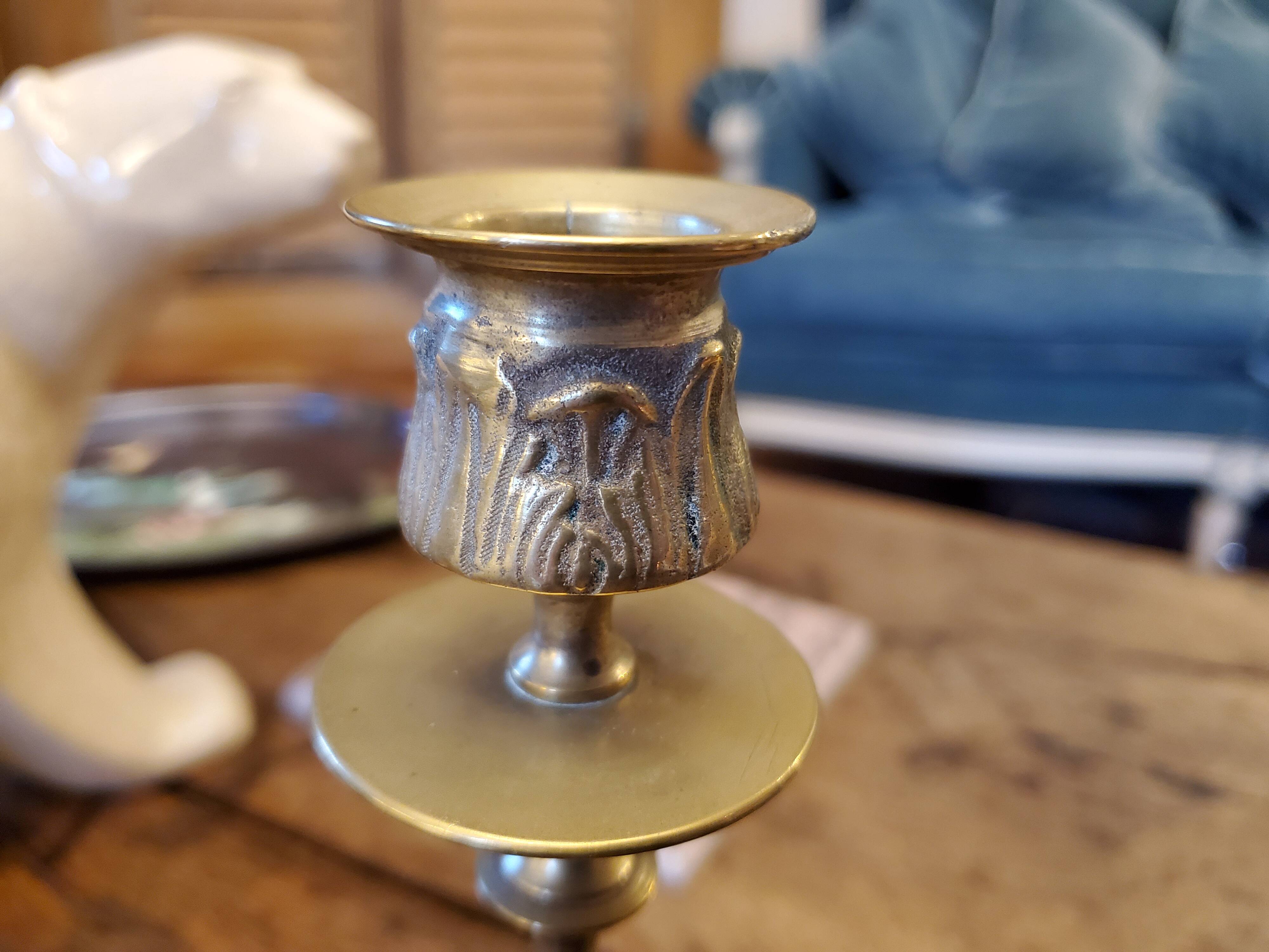 Pair of brass candle holders