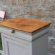 Renovated antique bedside table – Greige Galuchat, wooden top – houseboat style