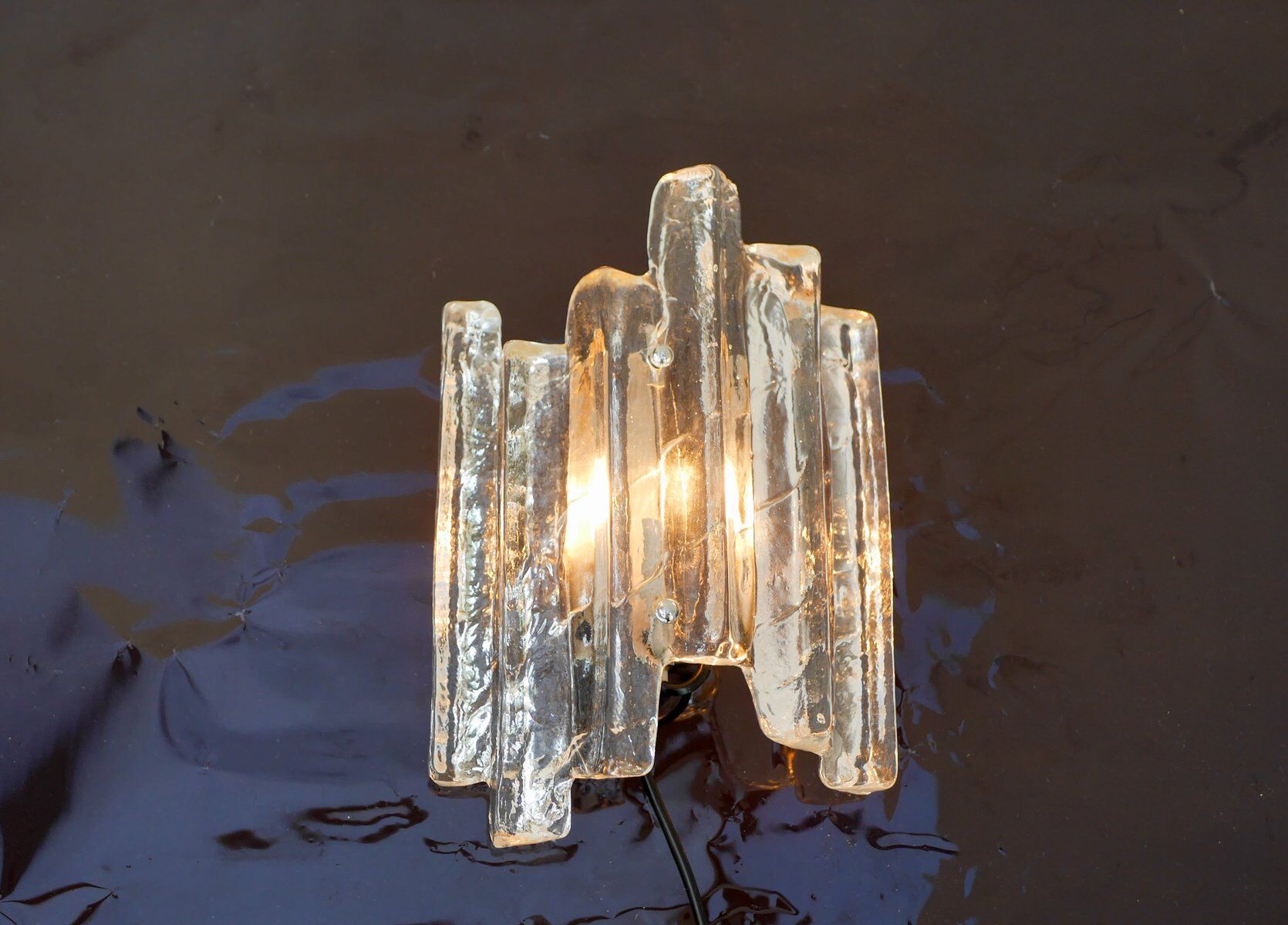German glass wall sconce from Fischer Leuchten, 1970s
