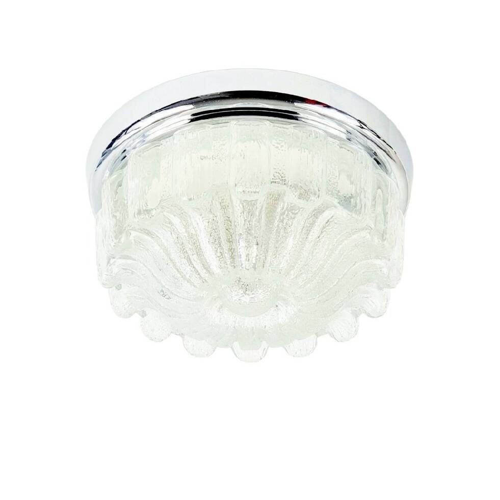 Large Mid Century Flower Shaped Glass Ceiling Light From Limburg, 1970s