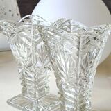 Pair of Czech Boho Art Deco vase, Bohemian crystal. Design and refined