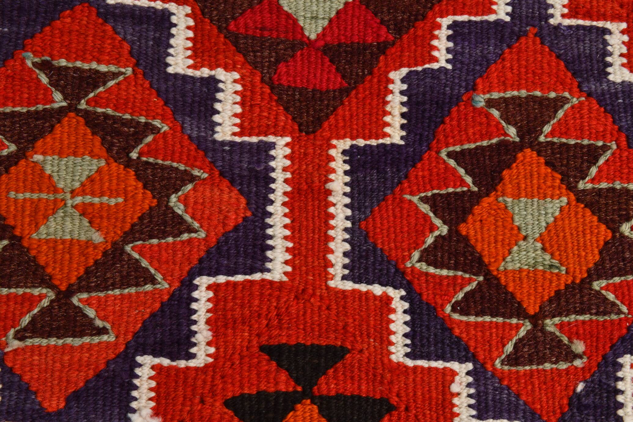 Vintage Orange & Blue Tribal Kilim Runner Rug, 95x320Cm