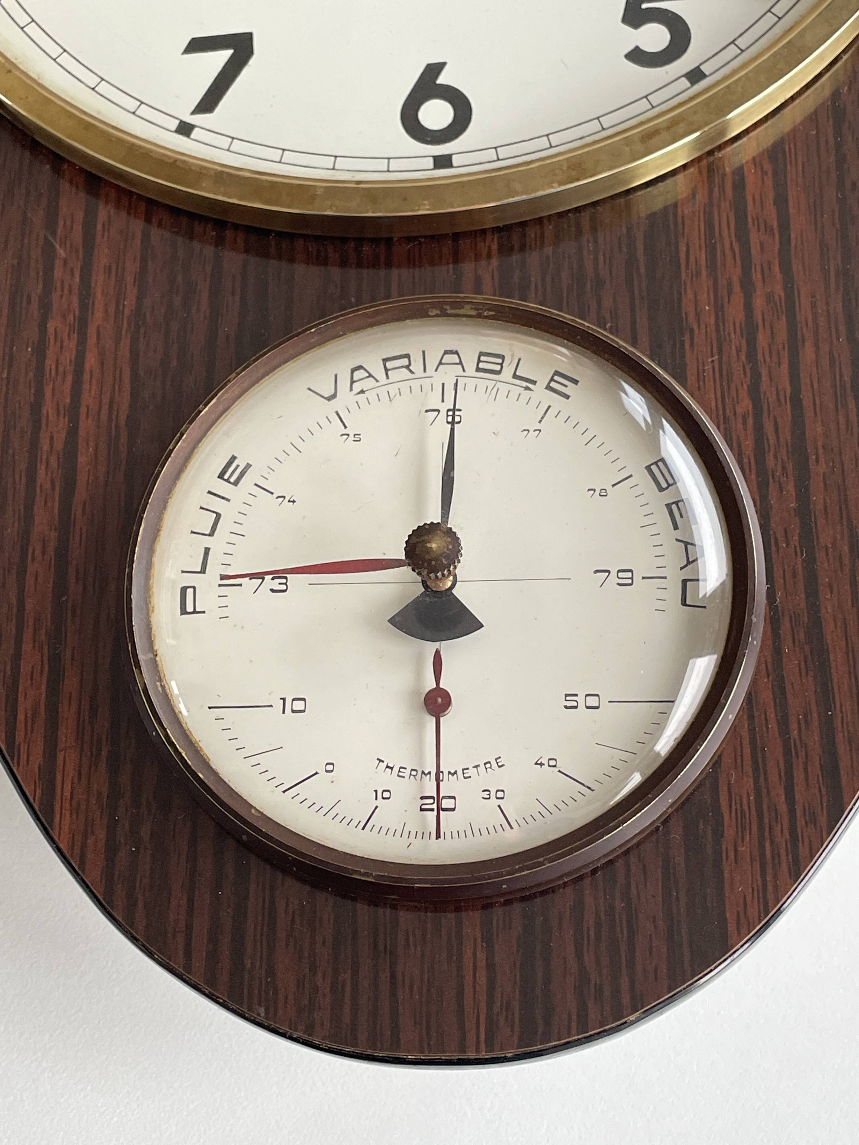 Vintage 1960s wall clock with thermometer and date