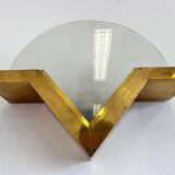 Big mid-century brass and glass design wall lamp - around 1980s