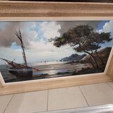 Oil on canvas, low tide, signed Le Dantec
