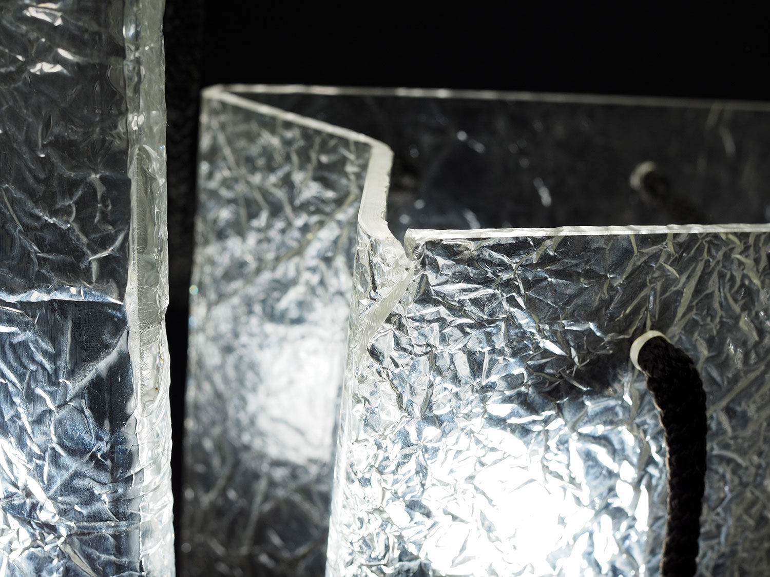 Lucite shopping bag lamps mid-century, set of 2