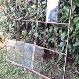 Industrial arched metal window L128xH114 19th century glass roof 2 leaves