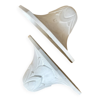 Pair of plaster wall sconces, palmette decoration, 20th century