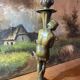 Art deco bronze candle holder