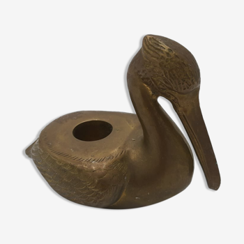 Brass pelican candle holder
