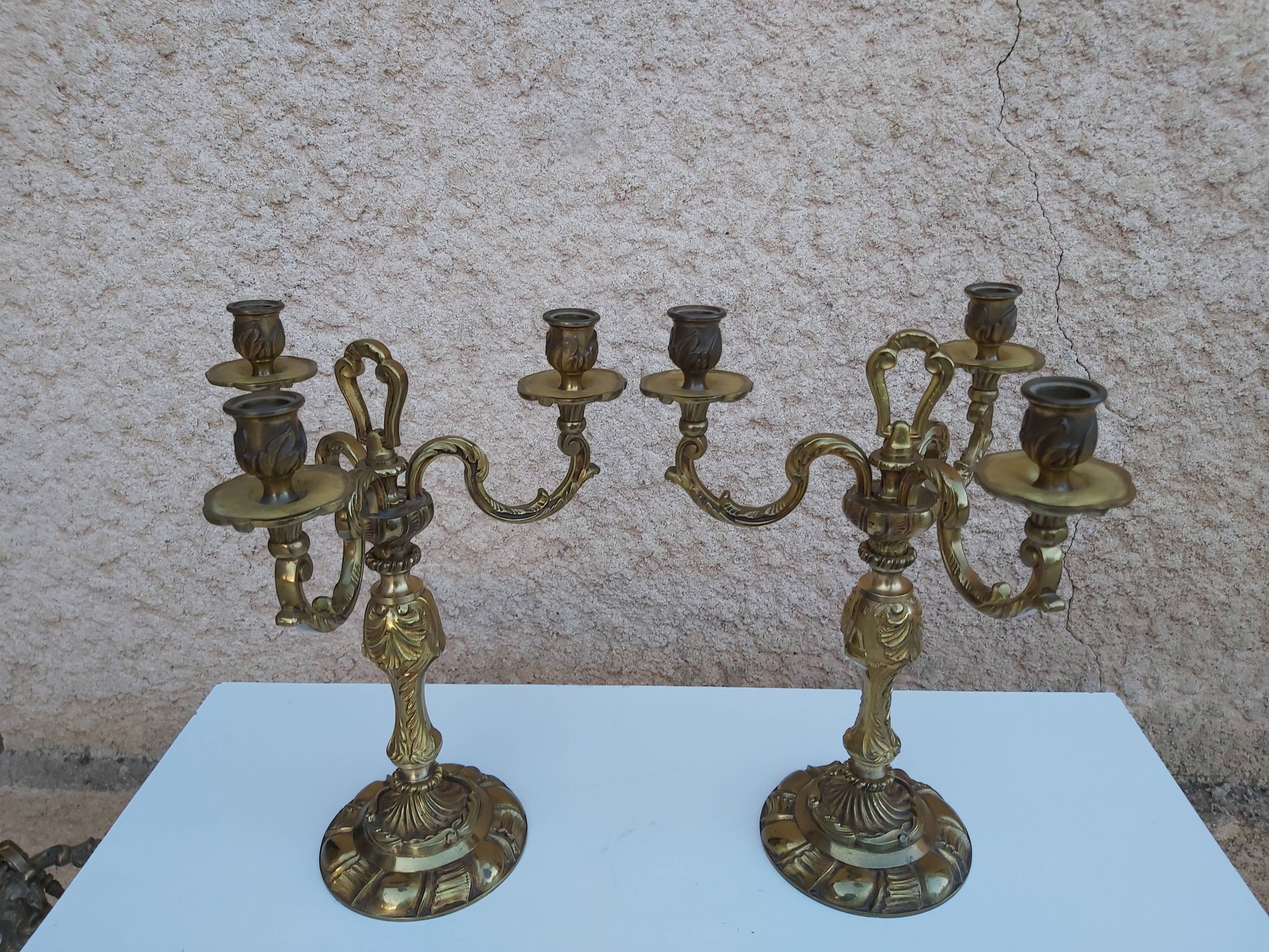 Pair of bronze candlesticks