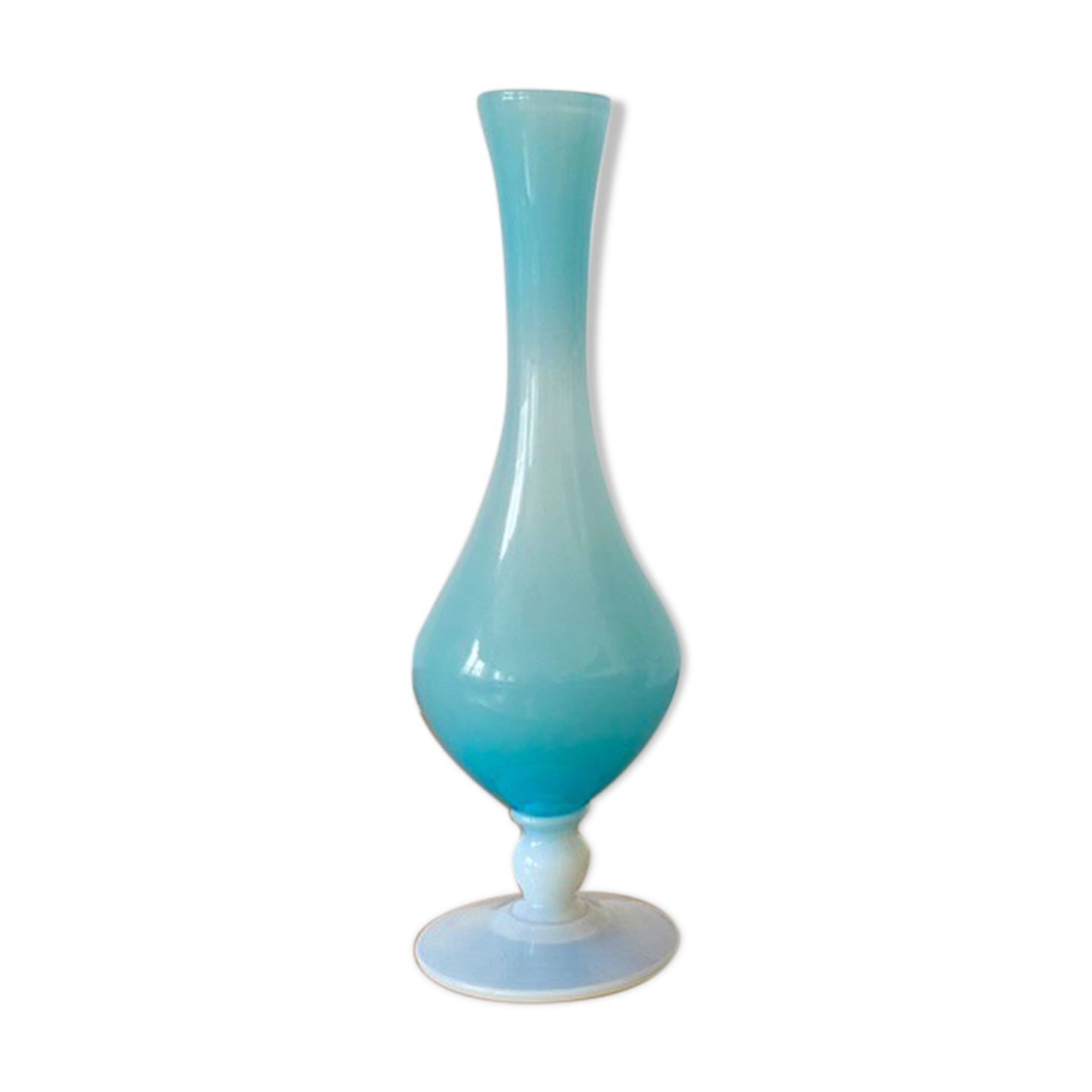 Blue opaline glass soliflore