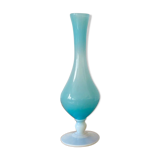 Soliflore en verre opalin bleu