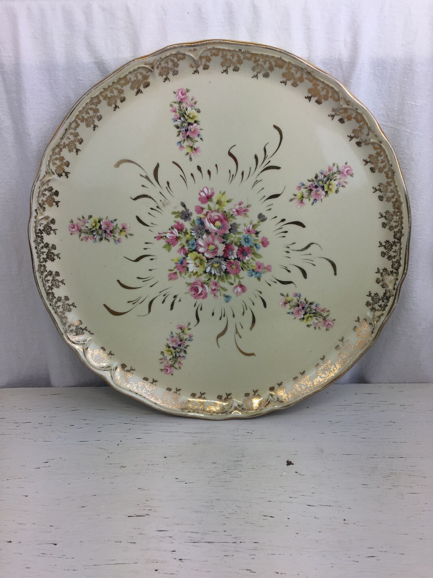 Round dish floral decoration made in france porcelain Limoges