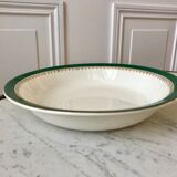 hollow dish Digoin Sarreguemines model "Martine" green and golden 50s