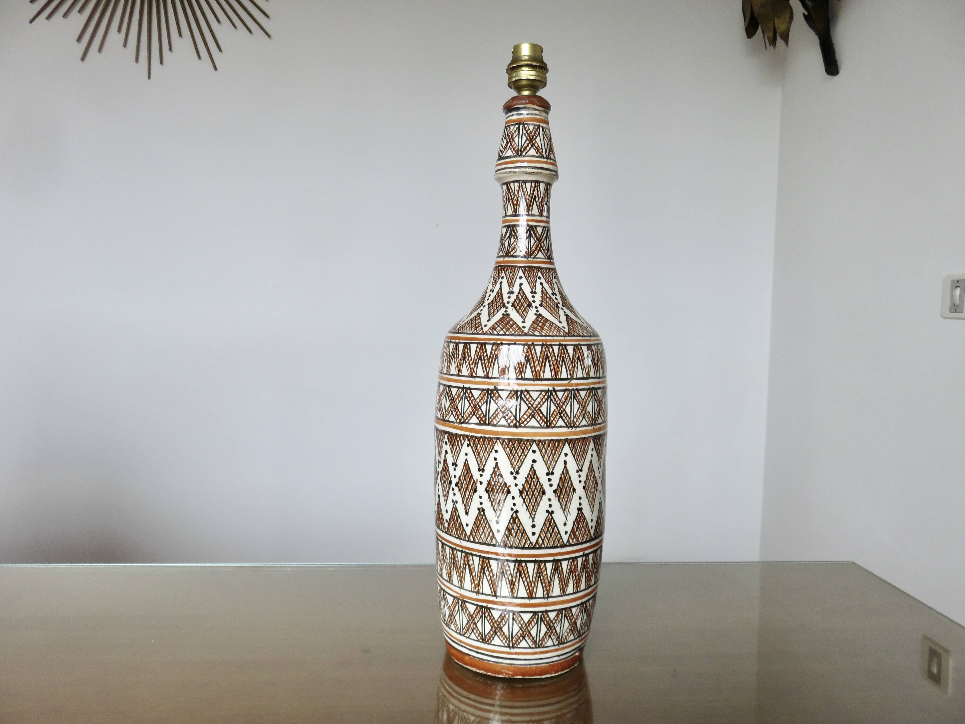 Berber ceramic lamp, Morocco 1970s
