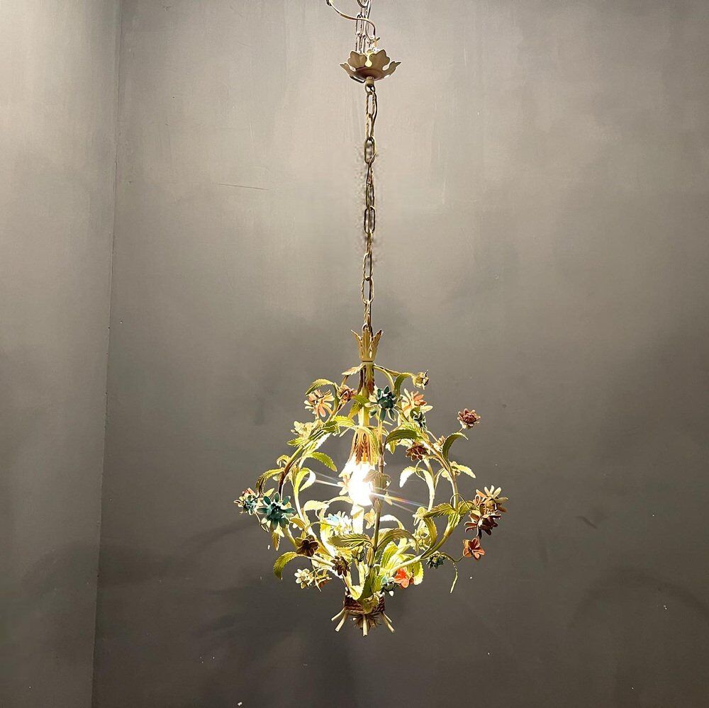 Italian tole flower chandelier, 1960s