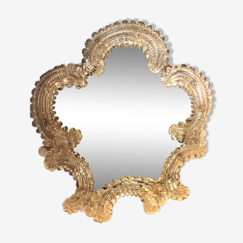 Venetian murano mirror with crystal flower