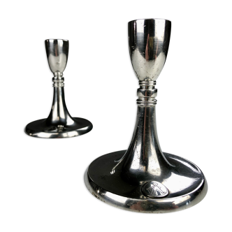 t of Two Danish Just Andersen Gartner Pewter Candlesticks 1940´s