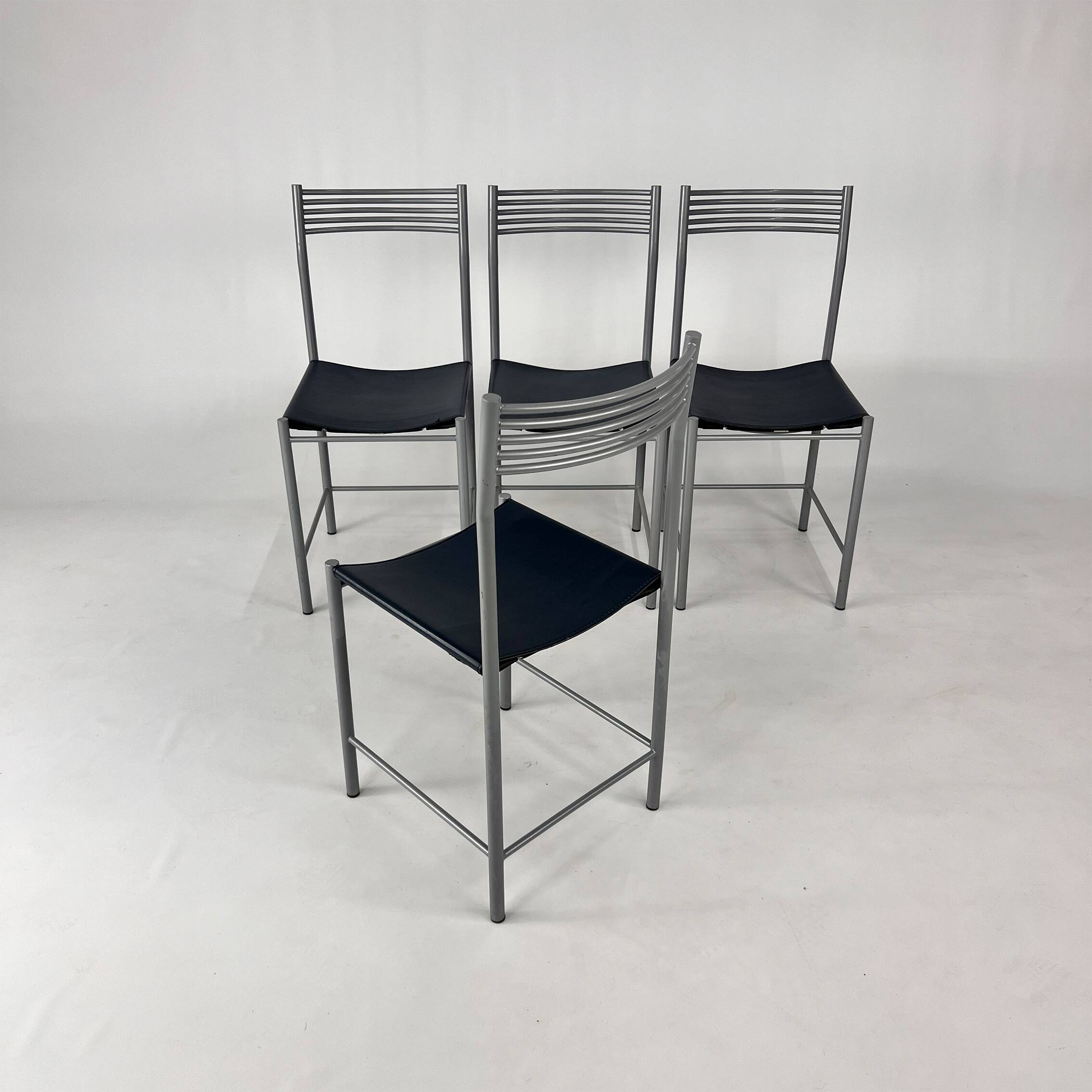 Set of 4 Postmodern Italian Dining Chairs, 1980s