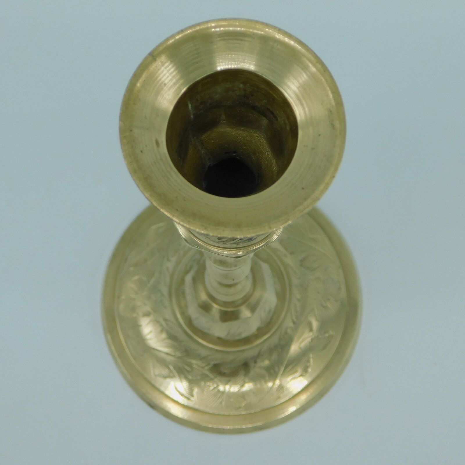 Engraved brass candlestick