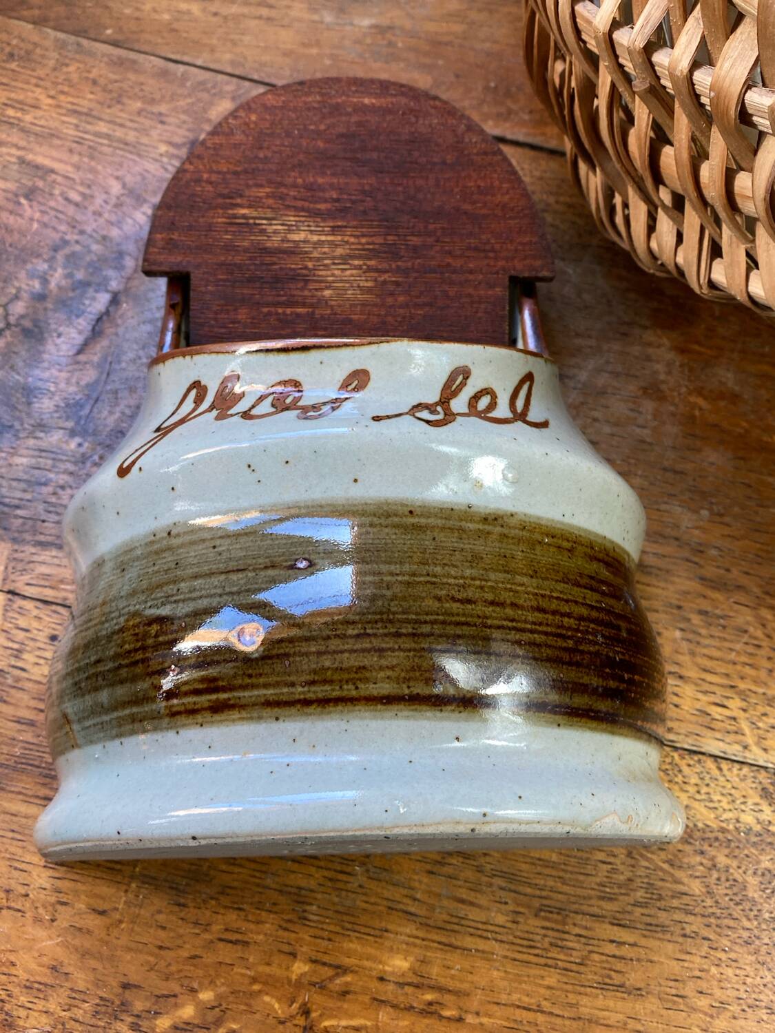 Large salt box in stoneware