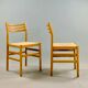 Suite of 6 beech and straw chairs by Pierre Gautier Delaye