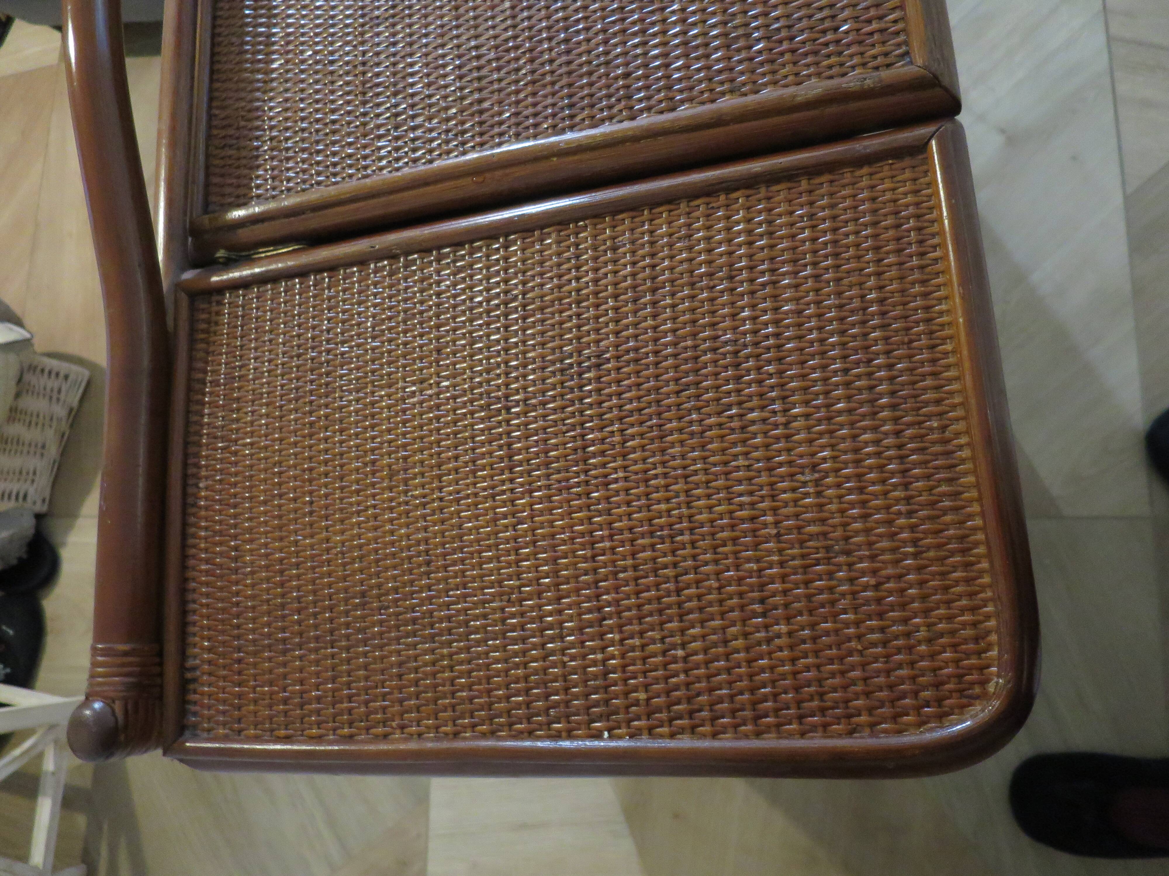 Vintage dressing table/chest - woven rattan - 5 drawers - mirror - 1960s/70s