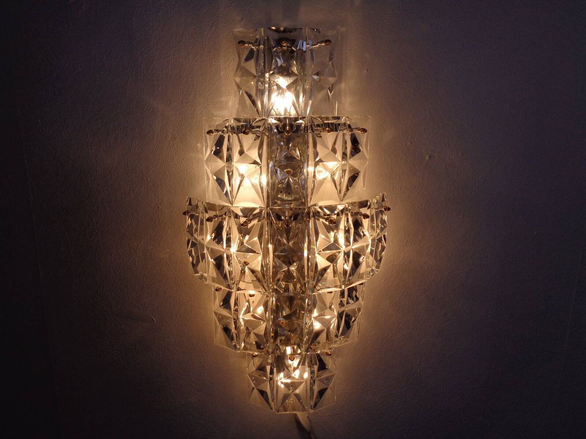 Large Crystal Glass Flush Mount from Kinkeldey, Germany, 1970s