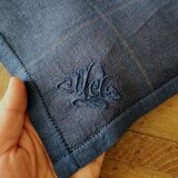 7 Antique navy blue embroidered napkins