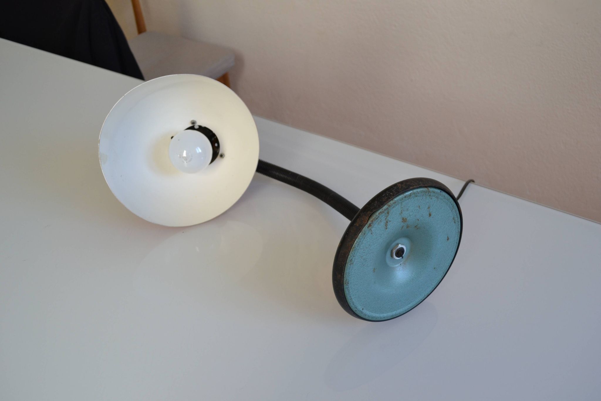 Vintage Aluminor France orange lamp from the 70s 1970