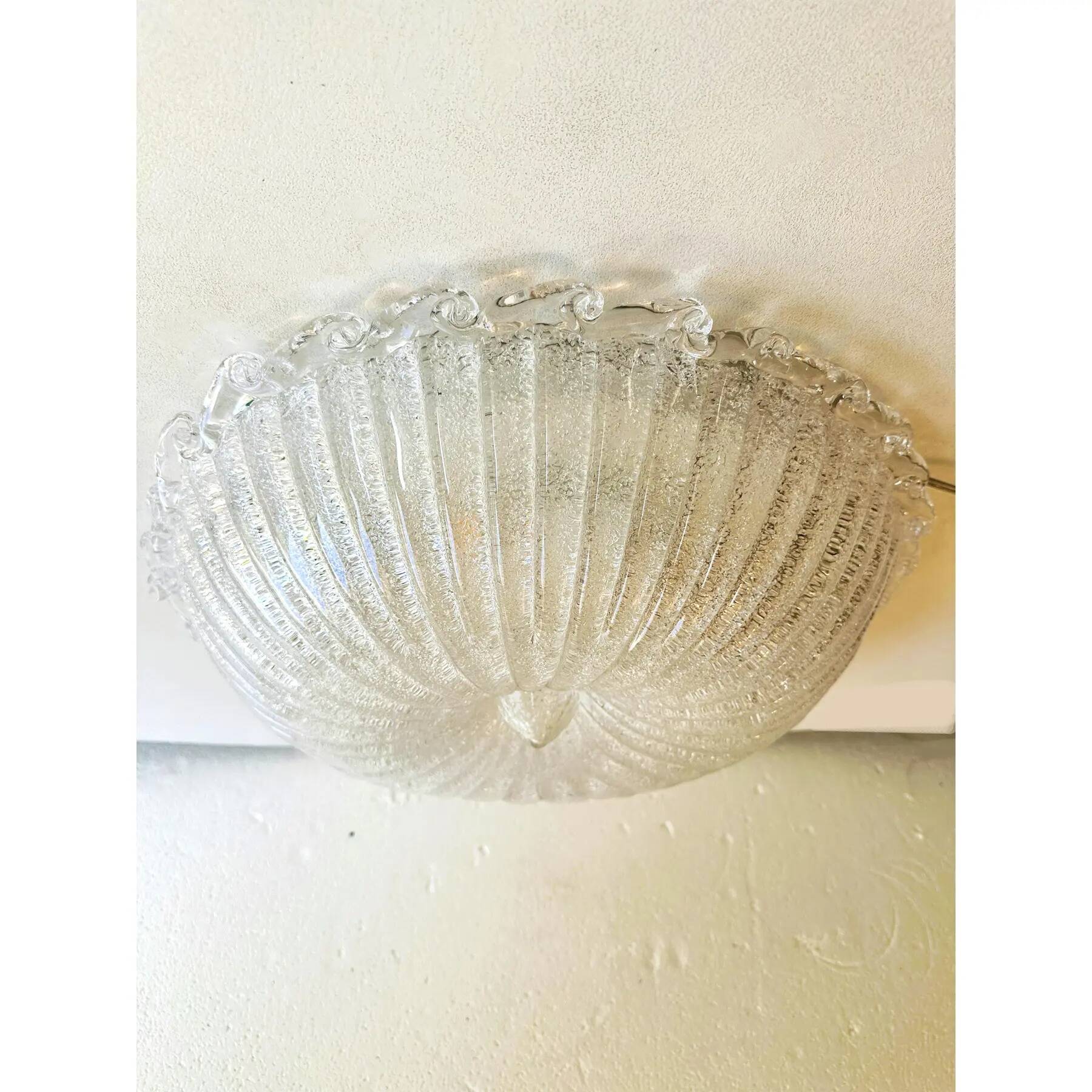 Traditional Italian White "Graniglia" Murano Glass Flush Mount in 70' Style